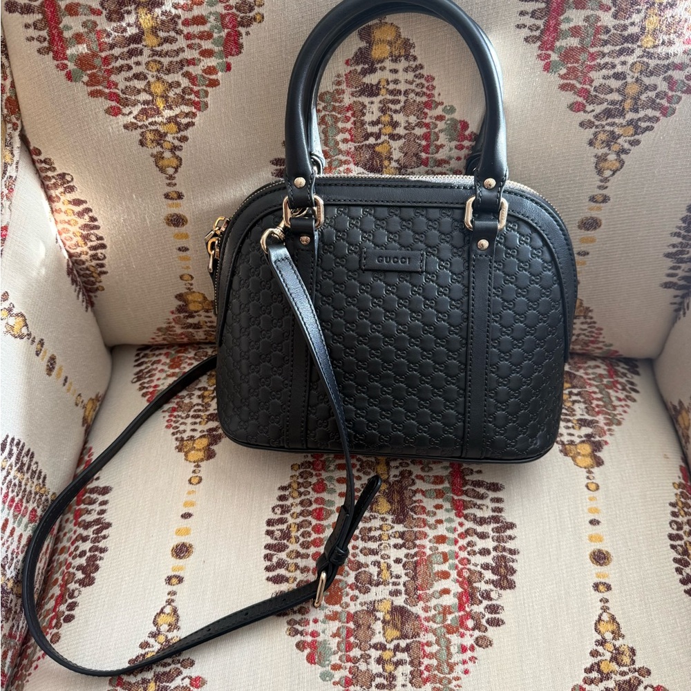 Gucci Black Leather Dome Bag